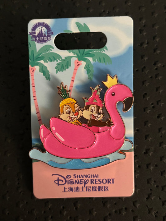 Chip & Dale on flamingo floatie Shanghai pin