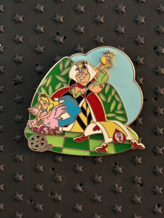 Queen of Hearts playing croquet pin